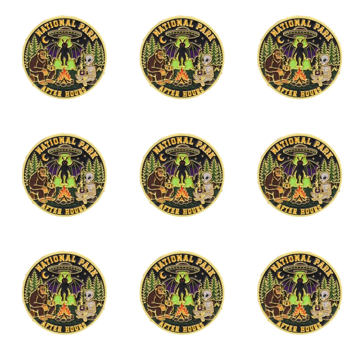 9pcs NATIONAL PARK AFTER HOURS Enamel Pin Horror Theme Lapel Brooch for Backpack Denim Jacket Hiking Lovers Gift