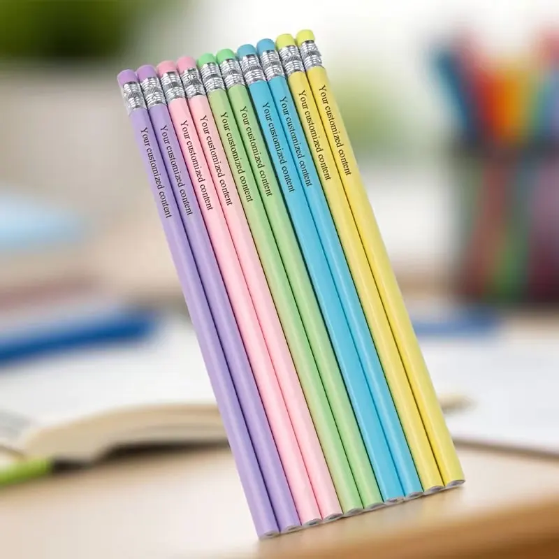 20 Personalized Custom Engraved Pencils with Erasers - Laser Engraved Personalized Names, Wooden Pencils, Suitable for Drawing, Studying, Writing, Stationery, Crafts, Gifts - Triangular Grip HB Lead - Perfect for Birthday, Christmas, Thanksgiving Gifts