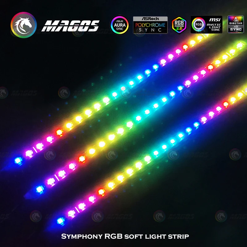 COOLMOON 40cm RGB LED elastyczny pasek światło magnetyczne 5V ARGB M/B synchronizacja podwozia ozdoba dla obudowa PC gracza DIY szafka