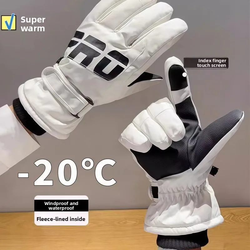

Зимние утолщенные флисовые зимние перчатки для катания на лыжах и езды на велосипеде. Водонепроницаемые и ветрозащитные унисекс теплые уличные перчатки для мужчин и женщин.