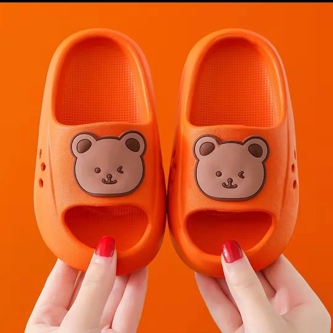 Children Slippers Cartoon Bear Home Shoes For Boy Girls Summer Flat Heel Soft Eva House Slippers Beach Child Kids Baby Slides