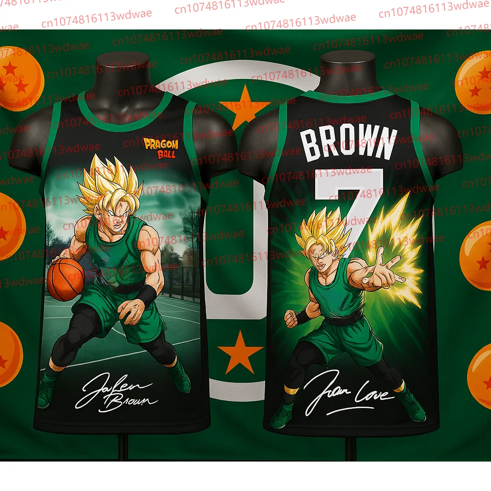 

Мужской спортивный трикотаж Dragon Ball Super Saiya 2025 года, американский баскетбольный жилет Jaylen Brown 7, баскетбольный трикотаж, быстросохнущий жилет