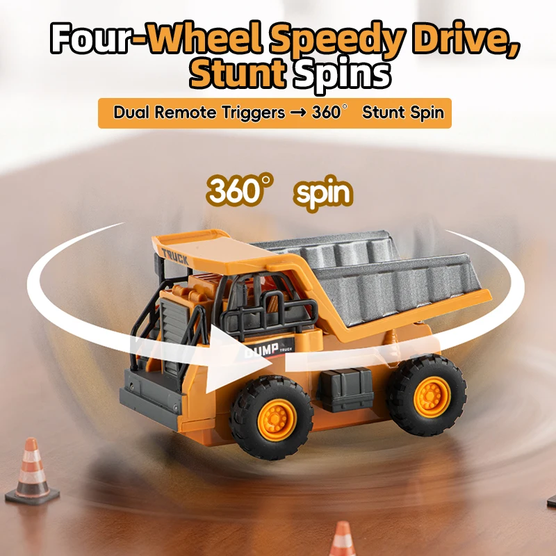 ZWN 1:64 RC Model Car 2.4G Remote Control Excavator Dump Truck Forklift Alloy Plastic Simulation Construction Vehicle Kids Toy