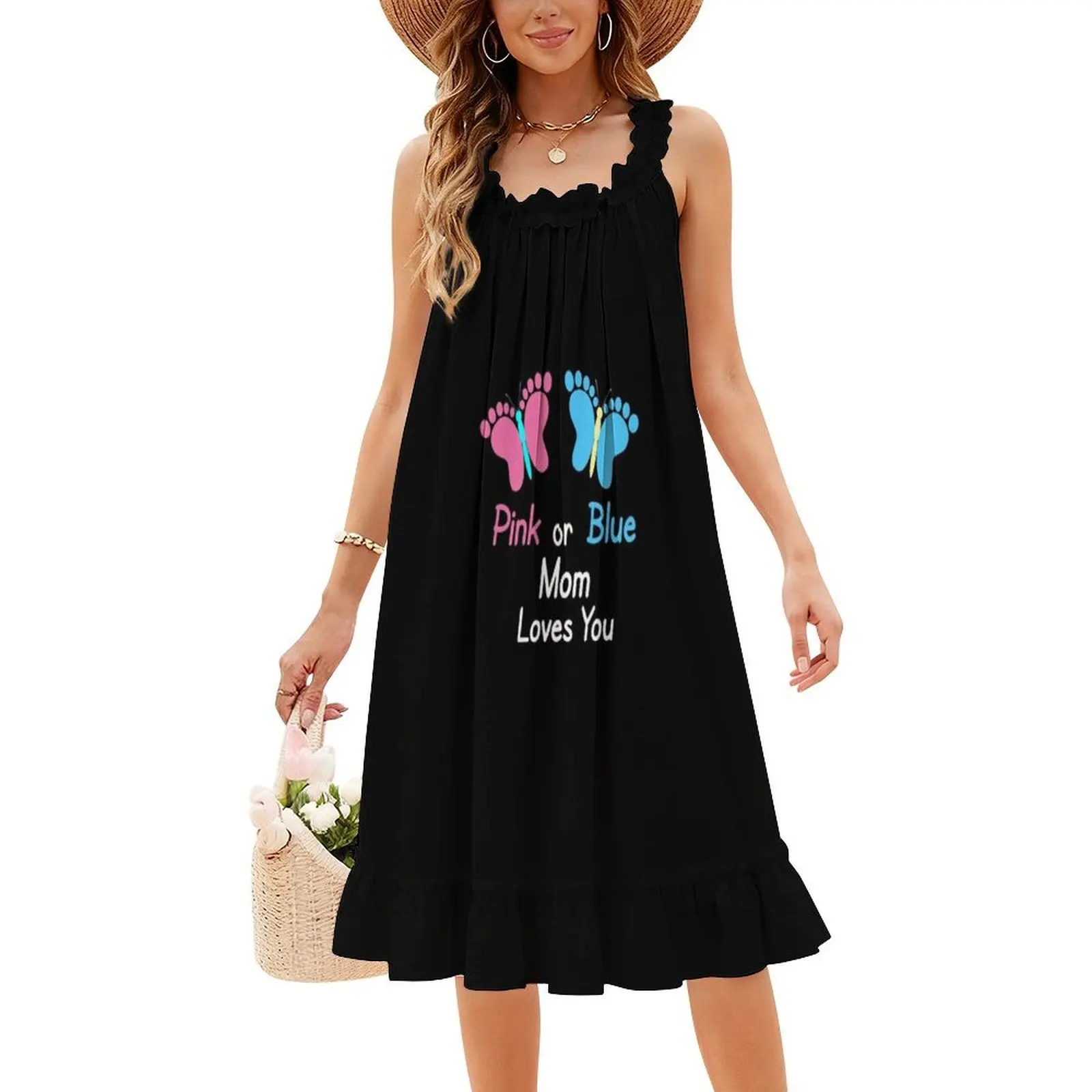 الجنس تكشف أمي الفراشات البوهيمي فستان بلا أكمام متعدد طباعة شاطئ عطلة فستان الحفلات الجنس تكشف حفلة الجنس تكشف