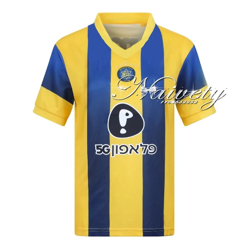 2026 حار بيع قمصان كرة القدم الإسرائيلية ملابس للرجال Maccabi Tel Aviv 2024-25 المنزل جيرسي موضة التجفيف السريع تيشرت رياضي #1