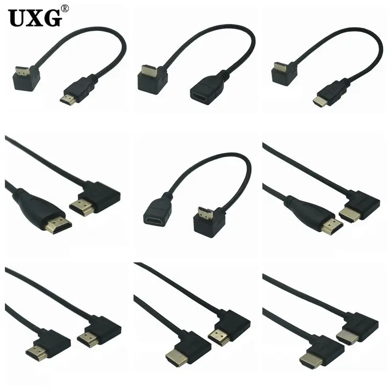 15cm 30cm 50CM 1m Dual HDMI-compatible Male To Female Converter Up Down Right Left Angled Adapter HDTV Cable For DVD PS3 PC