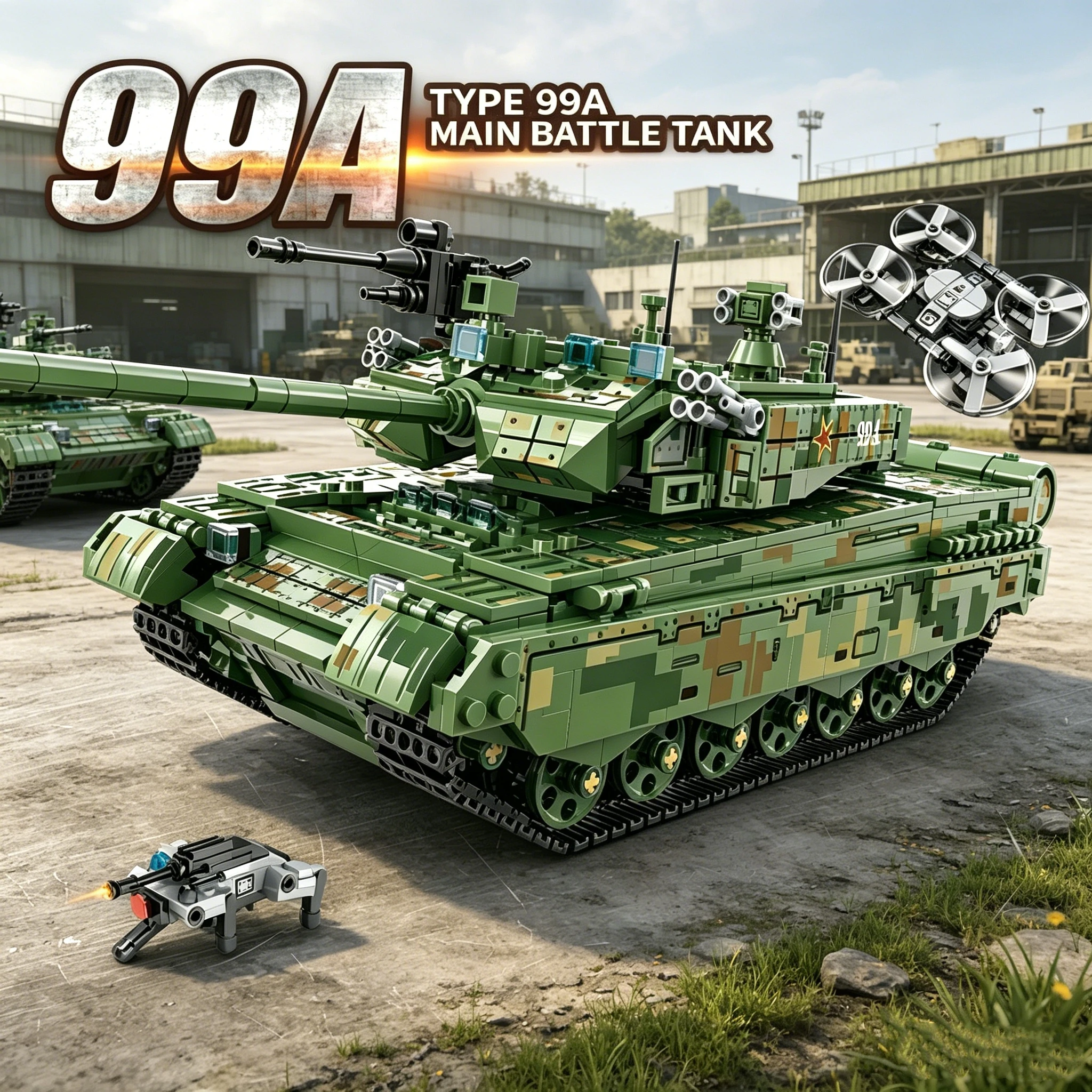 1426 pièces – Char d'assaut principal de type 99A – Blocs de construction militaires – Briques de soldats – Modèle à assembler soi-même – Jouets – Cadeau de Noël et d'anniversaire