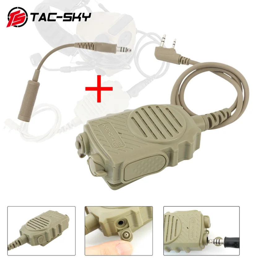 

Ручной микрофон TS TAC-SKY с разъемом 3,5 мм, 7,0 мм для тактической гарнитуры COMTAC, наушники для стрельбы Baofeng Walkie-tal