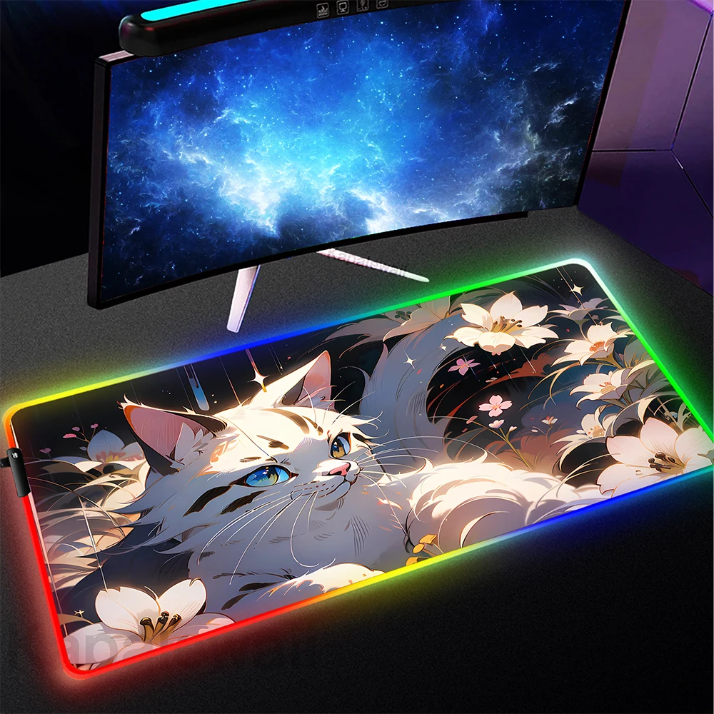 Gaming Mousepad Gamer Speed Keyboard Pads Laptop Design Anime Of Cat Patten Mouse Pad For Gamer Rug Pc Gamer RGB Mouse Mat