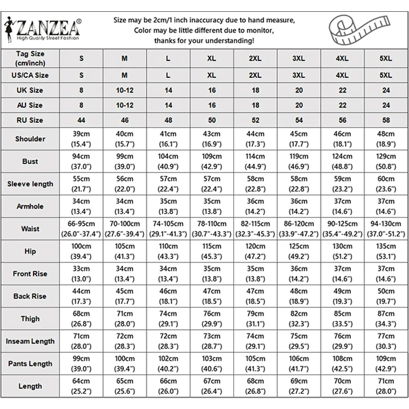 ZANZEA Women's Minimalist Pant Suits Flared Pant & Long Sleeve Blouse 2pcs Sets Casual Wide Leg Pant Sets Outfits Plus Size 5XL
