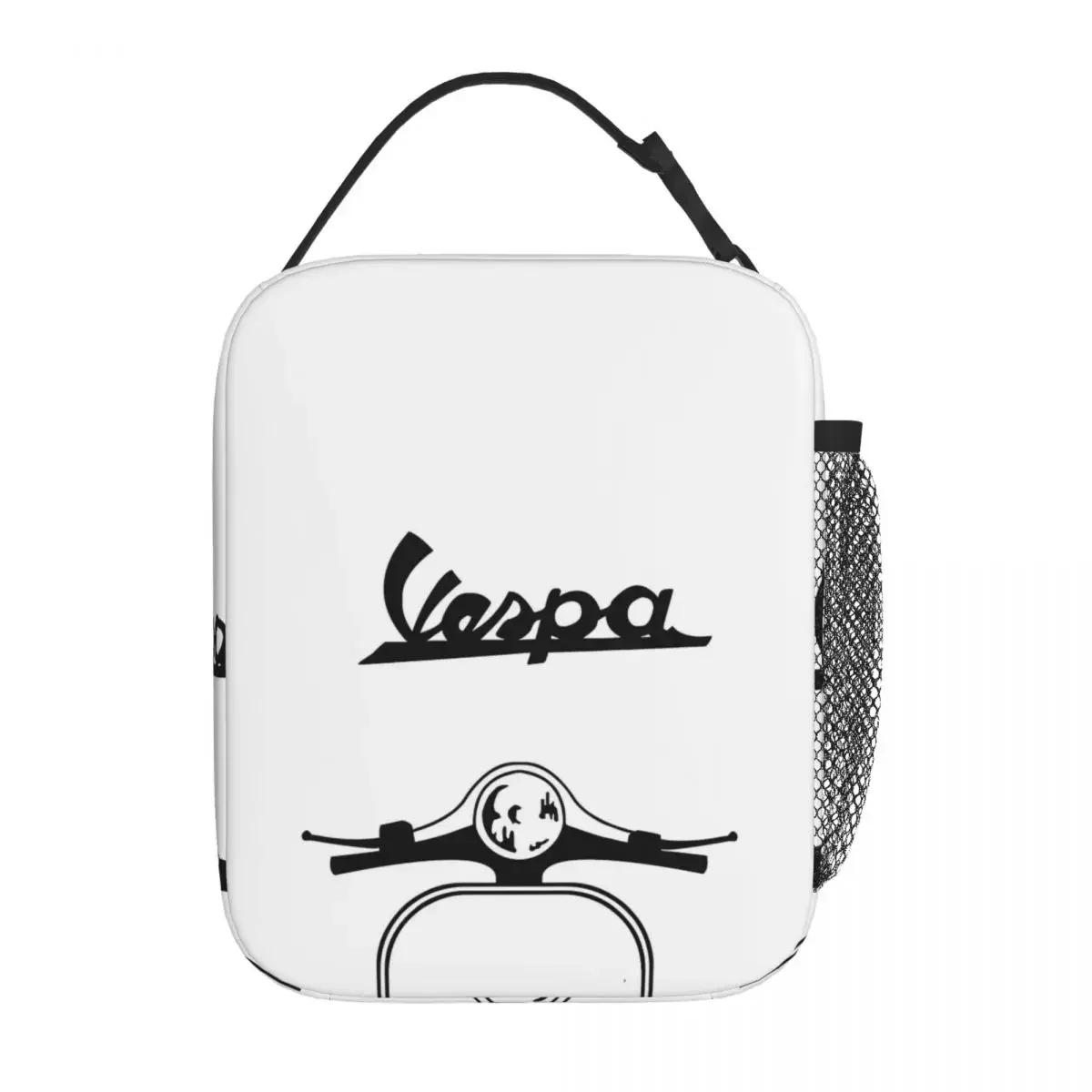 Vespa Piaggio Lunch Bag For Unisex Scooter Mopeds Lunch Box Picnic Portable Zipper Thermal Tote Handbags Oxford Print Cooler Bag