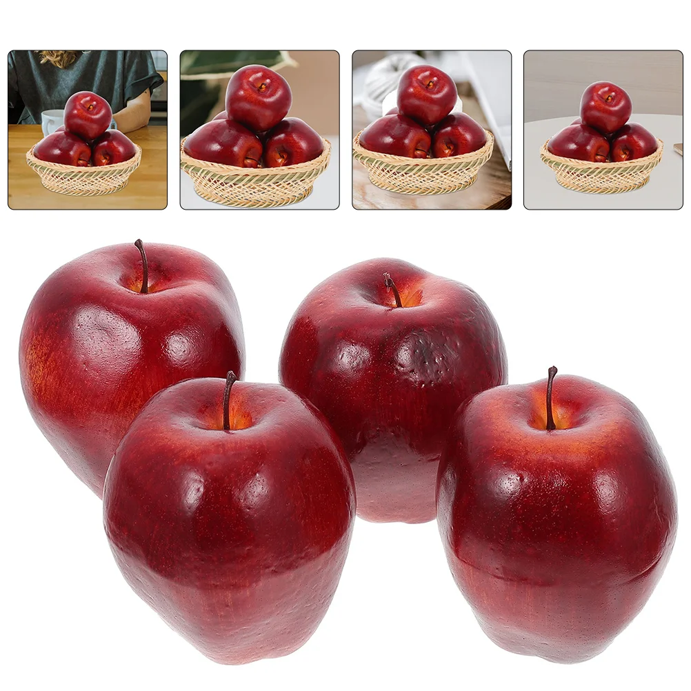 

6 Pcs Simulation Red Snake Fruit Model Foam Fake Delicious Apples Artificial Fruits Decor Centerpieces Pu Material