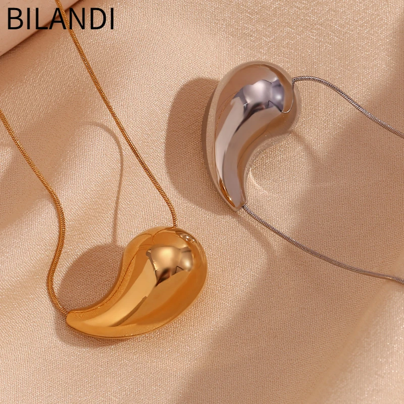 Bilandi Modern Jewelry European and American Design Teardrop Pendant Necklace For Women 2023 Trend New Accessories Hot Sale