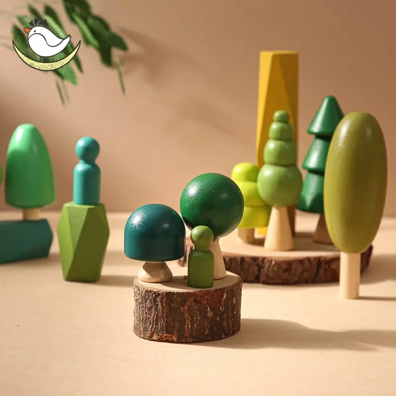 Houten Bos Macarons Montessori Speelgoed Nordic Baby Massief Houten Blok Bouw Speelgoed Waldorf Stapelen Stenen Blokken Montessorri