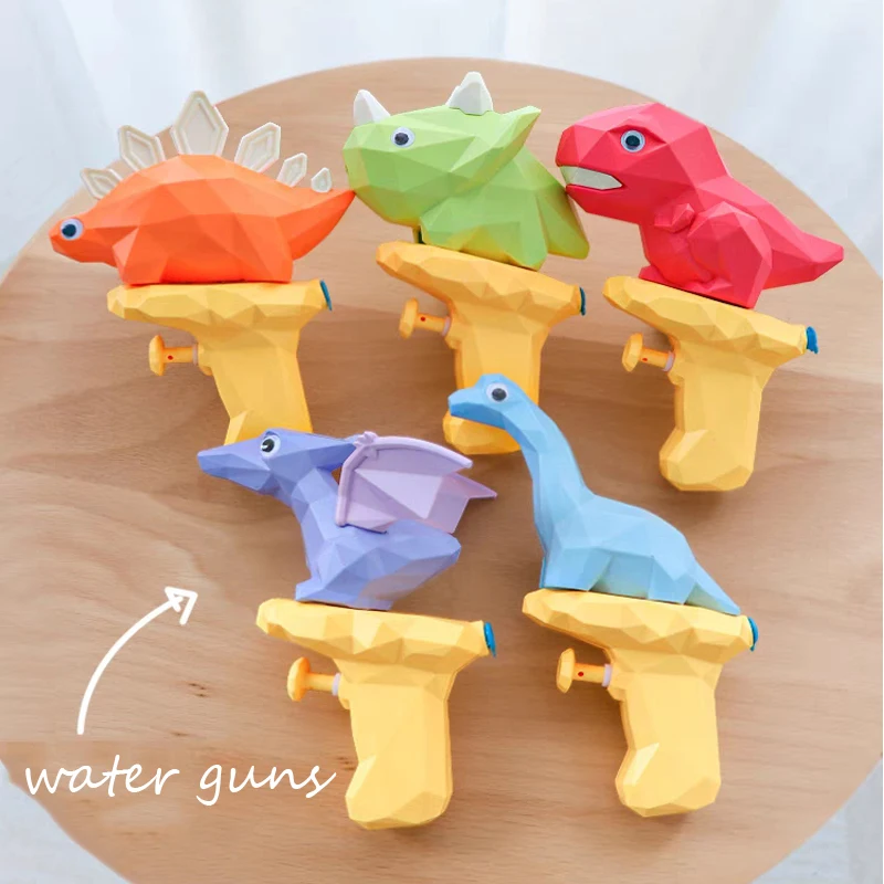 Children's Dinosaur Water Gun Push-Type Mini Cartoon Water Guns Water Toy Summer Outdoor Beach Firing Swimming Pool Toy for Boys