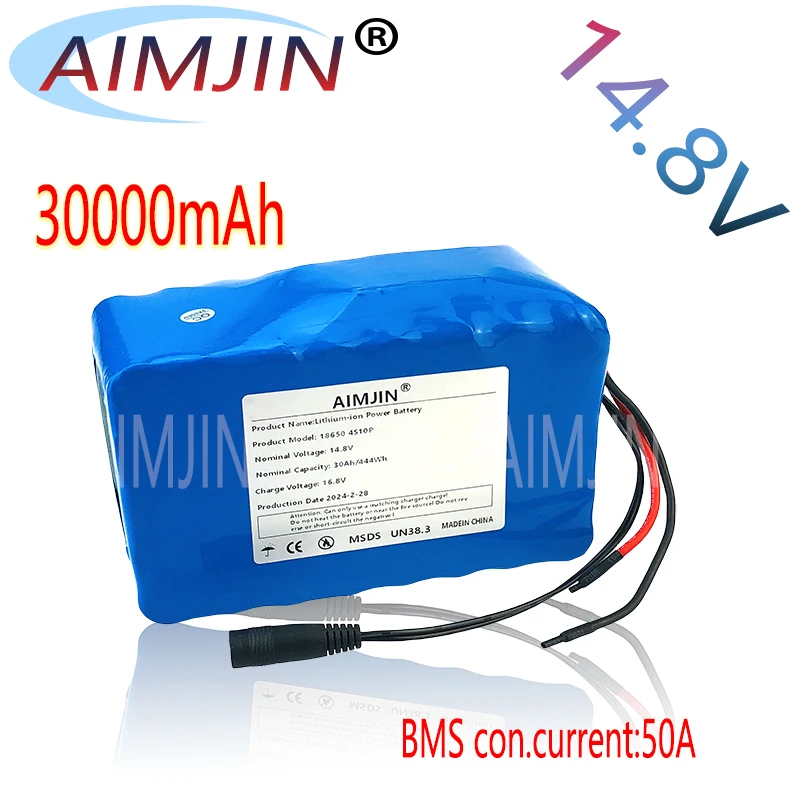 

18650 4S10P 14.8V 30Ah 444Wh Lithium-ion Power Battery withBMS for Inverter Smart Robot High-power Equipment Etc