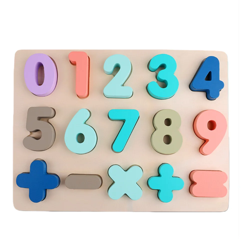 Matching Games 3D Wooden Board Mathematics Shape Cognition Alphabet Number Puzzle Early Education Learning Puzzle Boys Girls