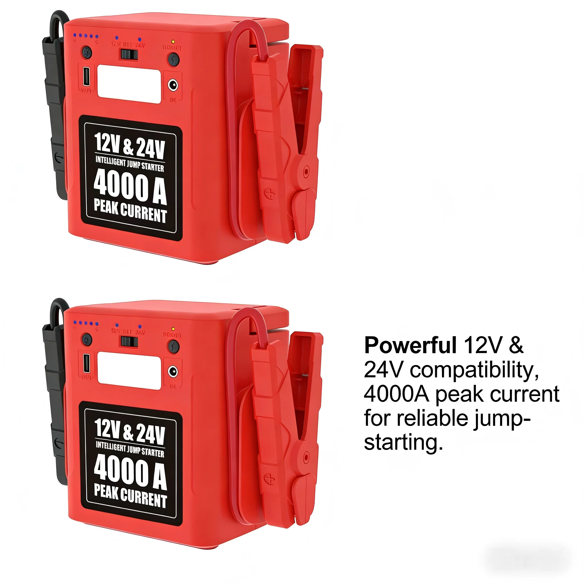 Portable 4000A 12V/24V Heavy Duty Jump Starter Portable Car Jump Starter Truck Jump Starter High Car Battery Jumper Booster 5