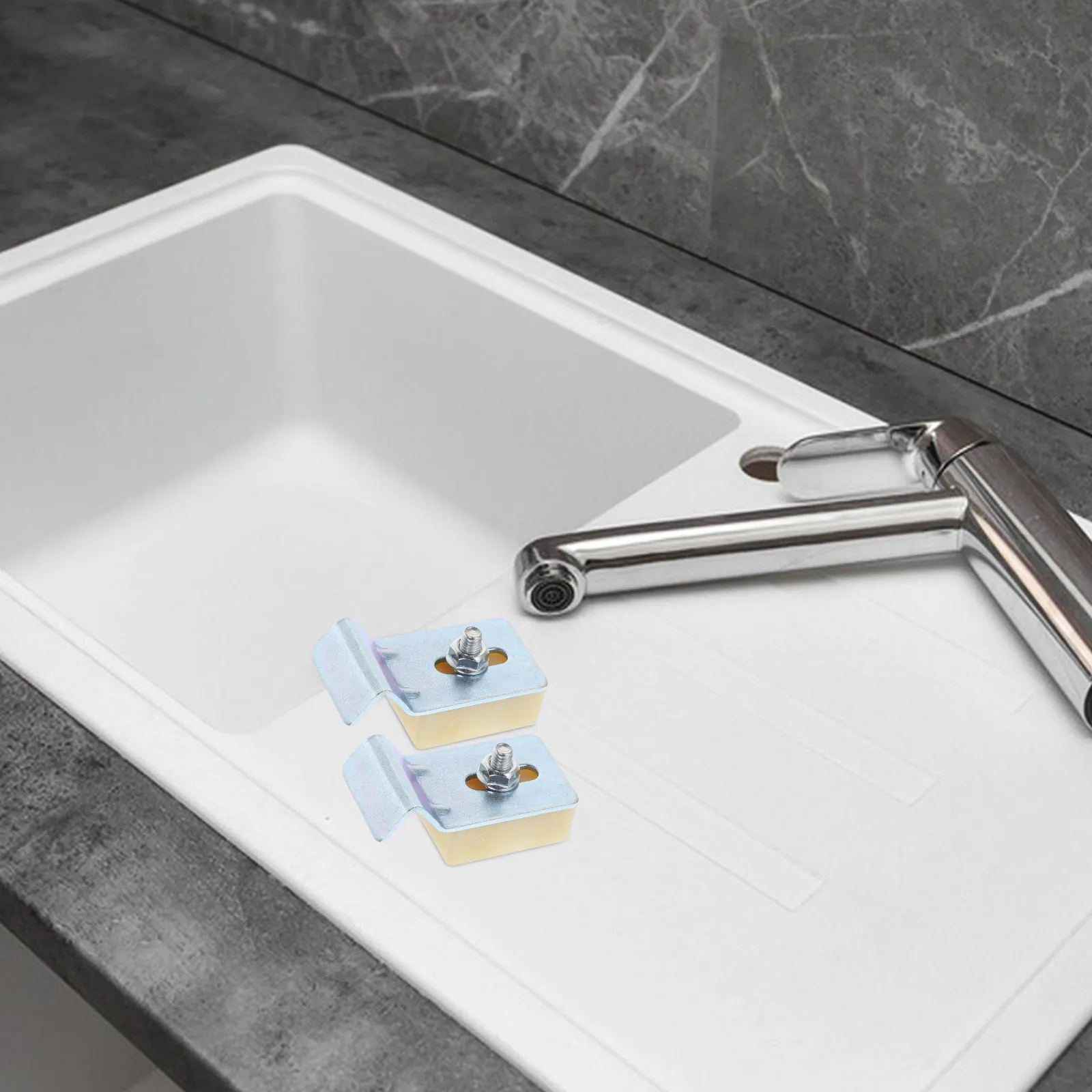 10Pcs Under Mount Sink Clips Sink Support Under Mount Kit for Bathroom Kitchen Washbasin Heavy Duty Clip Design No Drilling