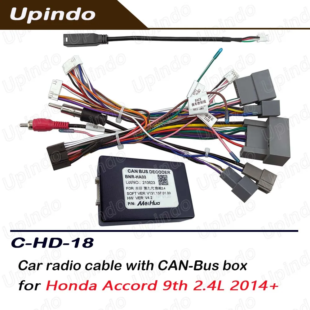 

Радиокабель Android с адаптером CAN-шины, автомобильный головной блок, стерео жгут проводов, разъем питания для Honda Accord 10th 2014+
