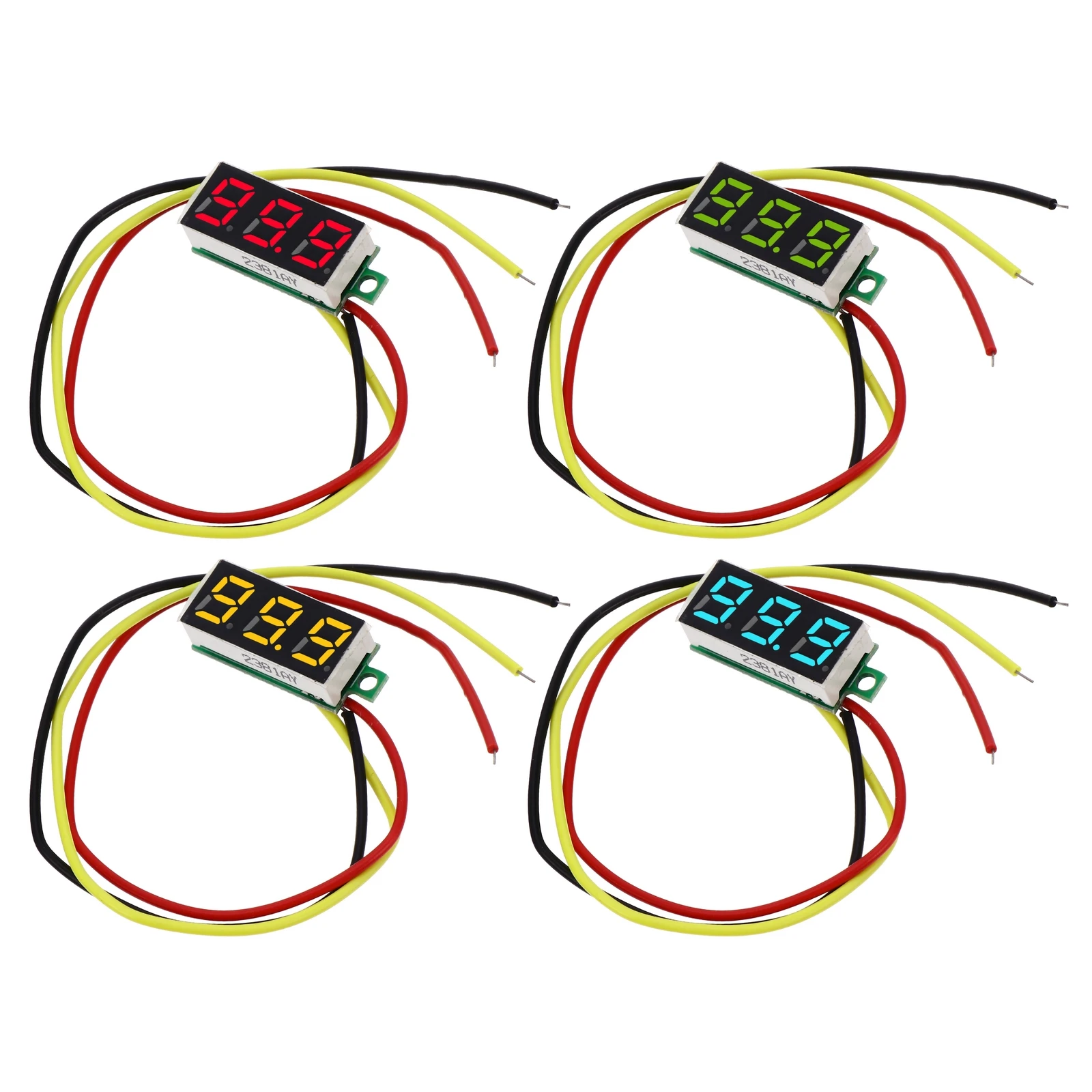 

4 Pcs Digital Voltmeter Motorcycle Gauge for Monitor Voltage Pcb Mini Portable