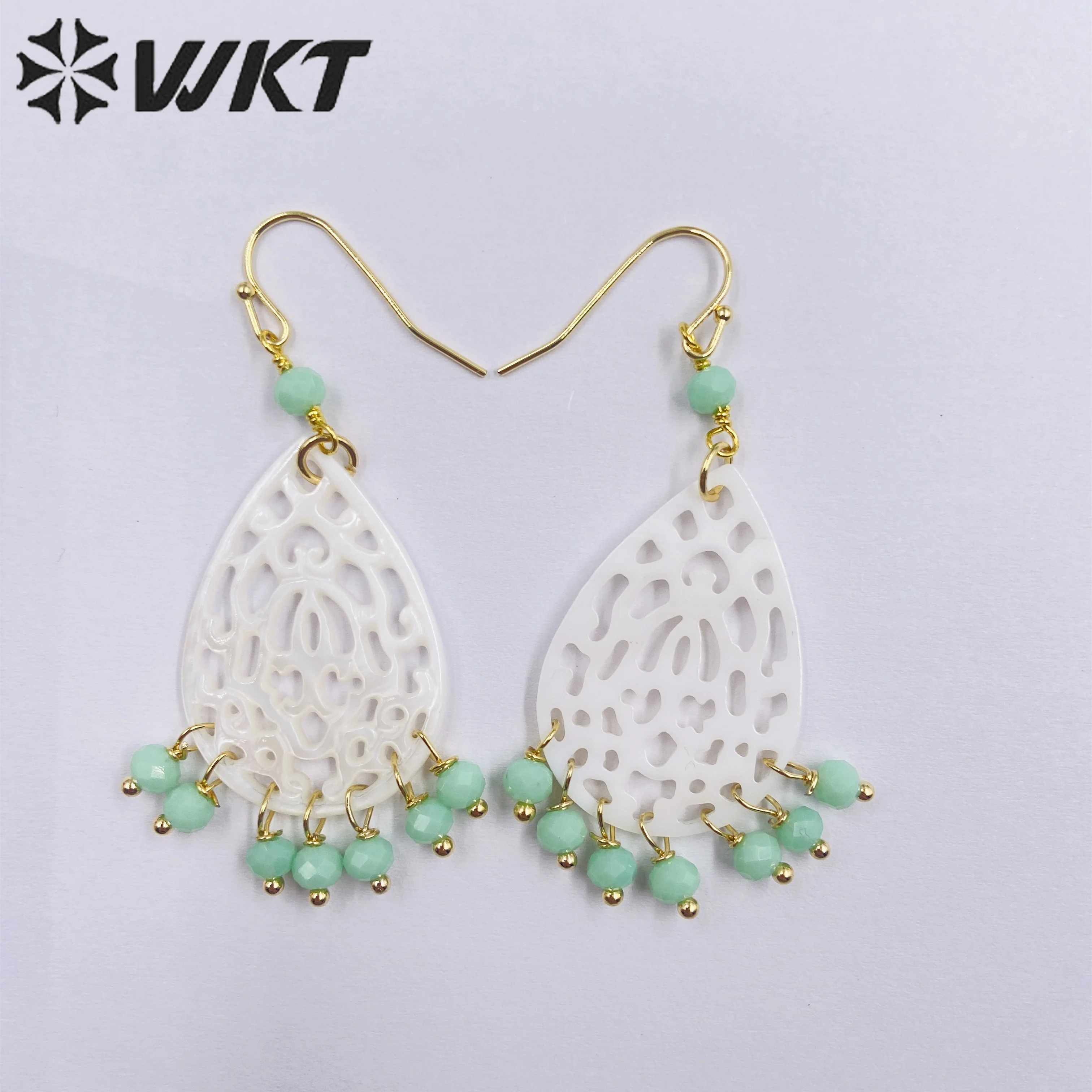 MPE091 WKT  Fashion Design Shell Long Hoop Natural Mop Droplet Shape Earrings For Women Decorative Novel Accessories