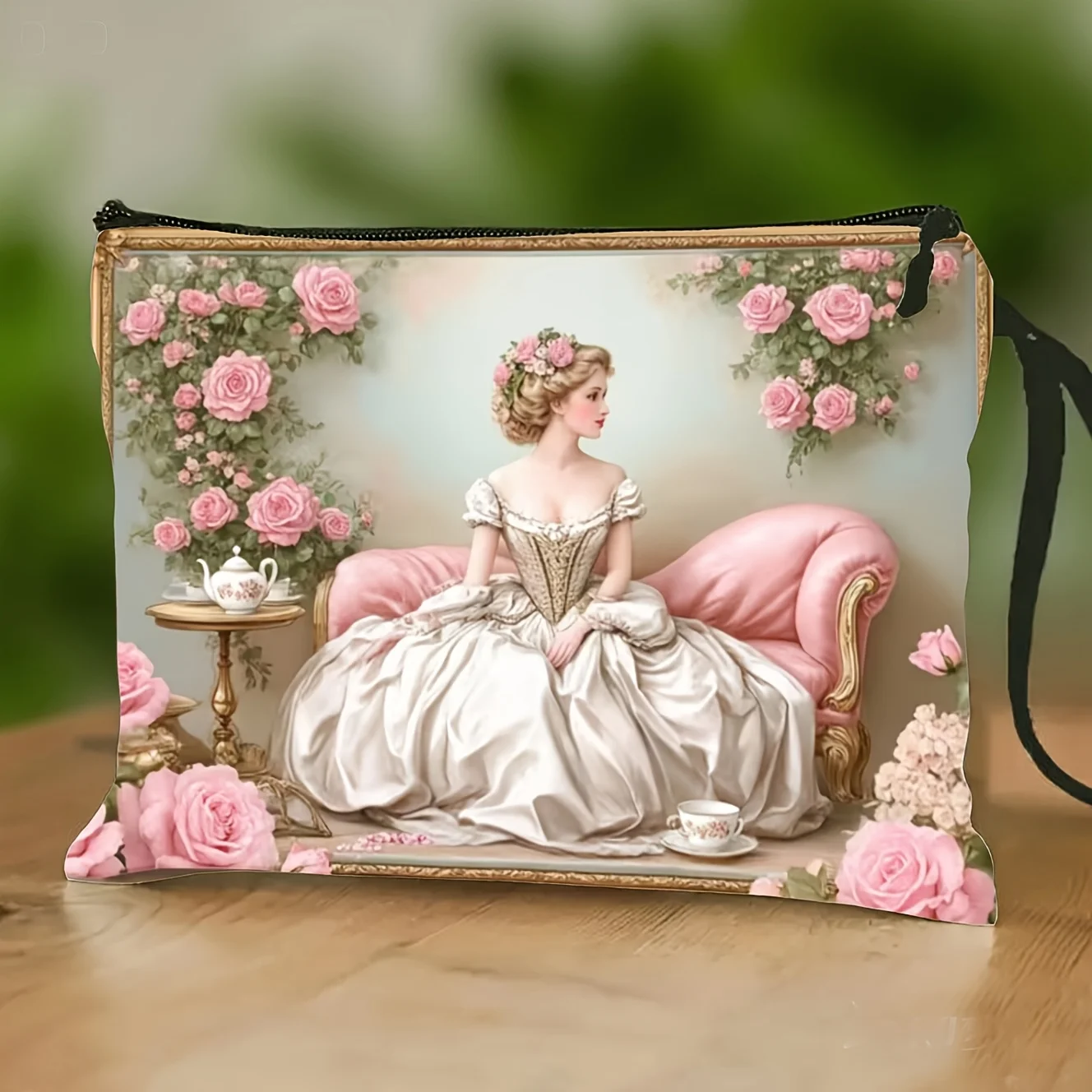 

Elegant Pink Rose Makeup Bag Party let Clutch with Zipper Birthday Gift for Friends Besties Sisters Holiday Gift Pouch