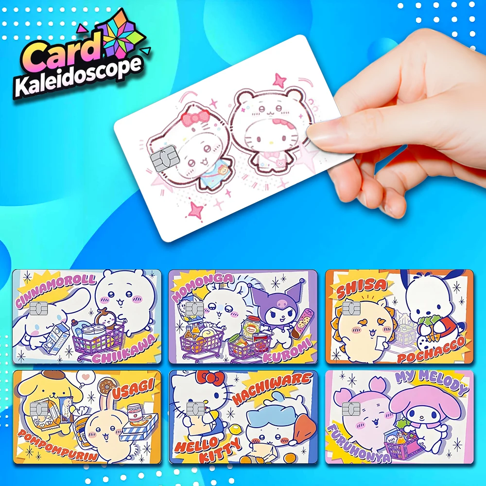 

Cartoon Credit Card Skin Sticker Cute Kuromi and Usagi Matte Stickers for VISA JCB Mastercard and Other Bank Card Decorations