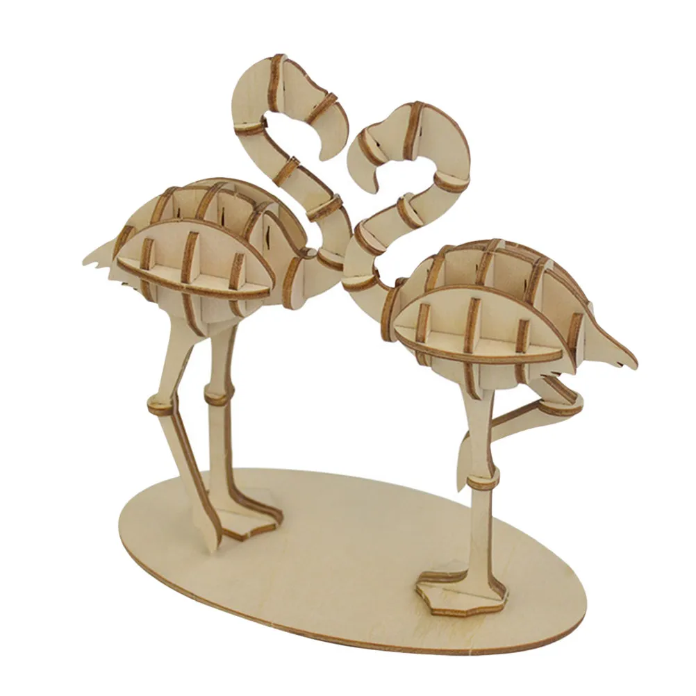 3D Flamingo Wooden Puzzle Handmade Educational Game for Kids Intelligence Development Hand Eye Coordination Learning