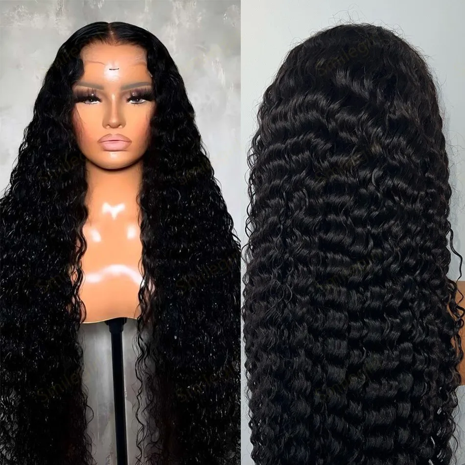 Perruque Lace Front Wig Deep Wave Brésilienne Naturelle, Cheveux Bouclés, HD, 13x6, 40 Pouces