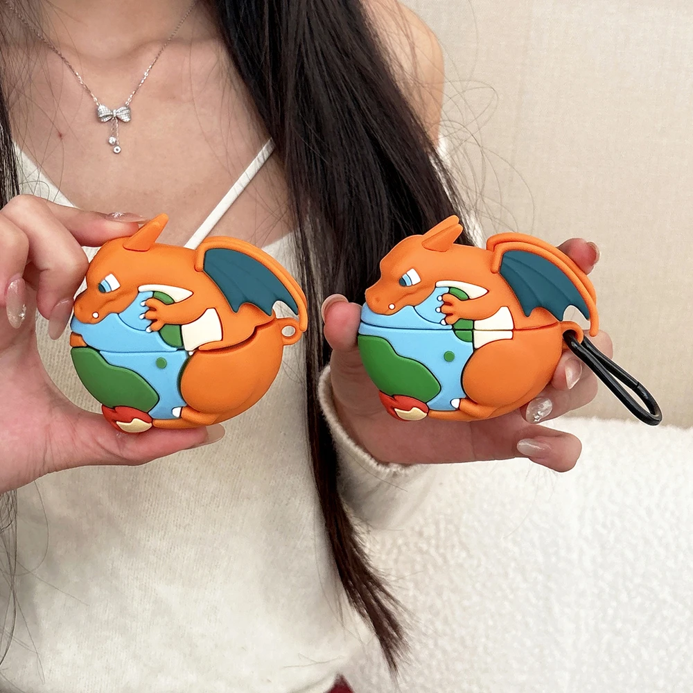 3D Pocket Monsters Pokemon Charizard Earphone Case For Airpods 4 2 3 1 Pro 3 2 Wireless Bluetooth Headset Protective Hard Cover