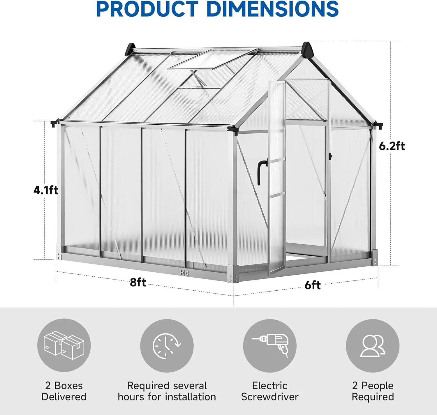 Aluminum Polycarbonate Greenhouse With Ventilation And Rain Gutter, Polycarbonate Greenhouse, Walk In Greenhouse For Outdoor