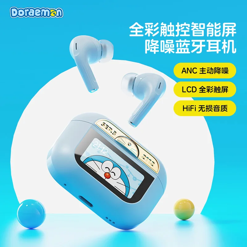 Doraemon In-Ear Bluetooth Headset Cute Anime Smart Screen Touch Color Screen Anc Active Noise Reduction Wireless Headset