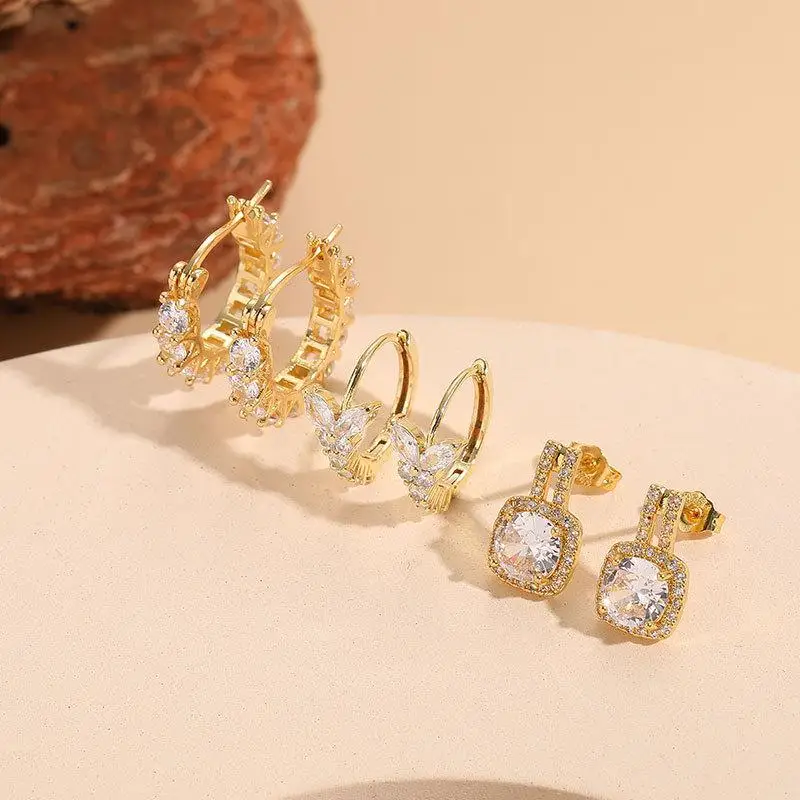 UILZ Classic America U Shape Earrings For Women Girls High Quality Shiny Zircon Ear Accessory Occident Style Jewelry Gifts image 6
