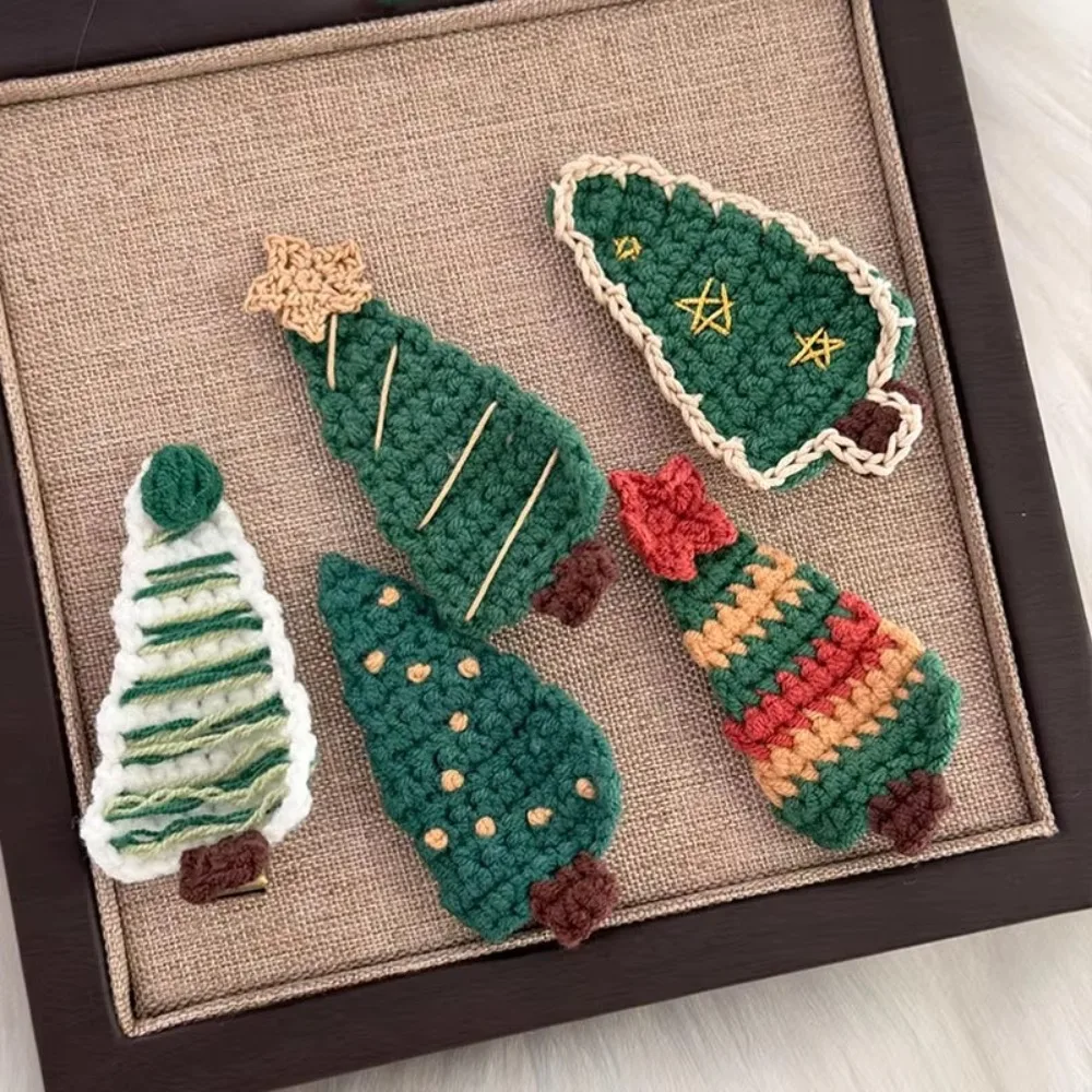 

Sweet Christmas Tree Hair Clips Wool Barrettes Handmade Side Bang Clip Headdress Clip Christmas