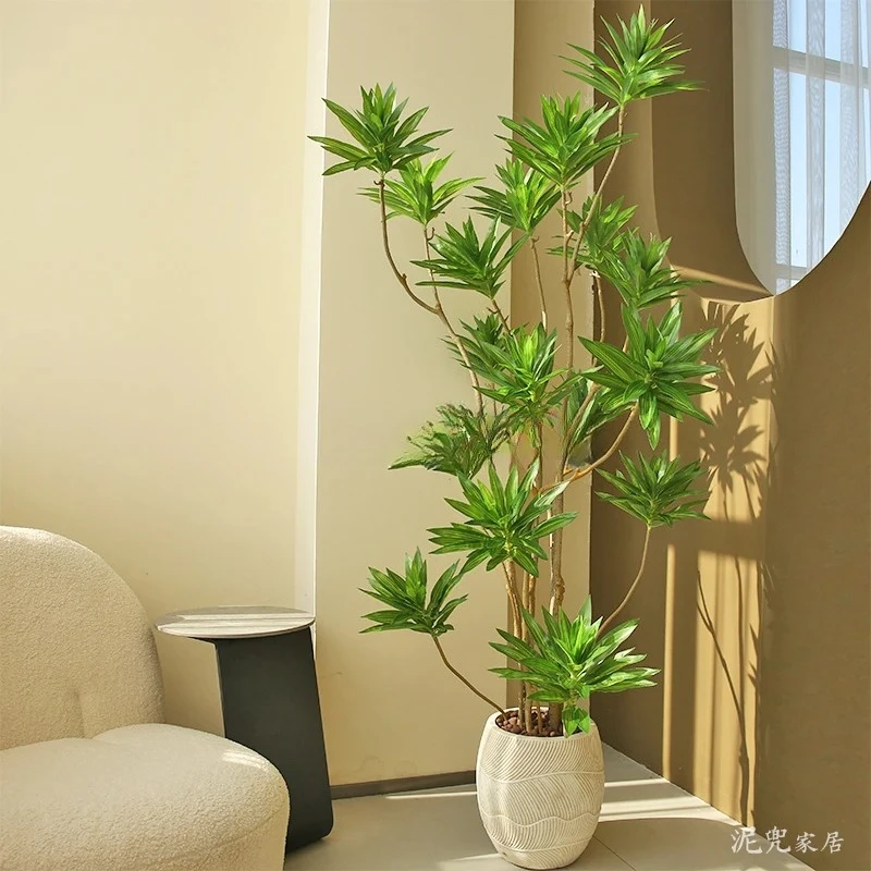HJ Landing Simulation Green Plant Lily Bamboo Fake Green Plant Large Potted Simulation Tree Living Room Indoor Fake Tree