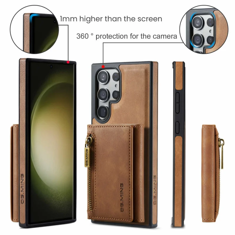 PU Leather Magnetic Detachable Wallet Phone Case For Samsung S23 Ultra S23FE S22 Ultra Card Holder Slots Shockproof Hard Cover