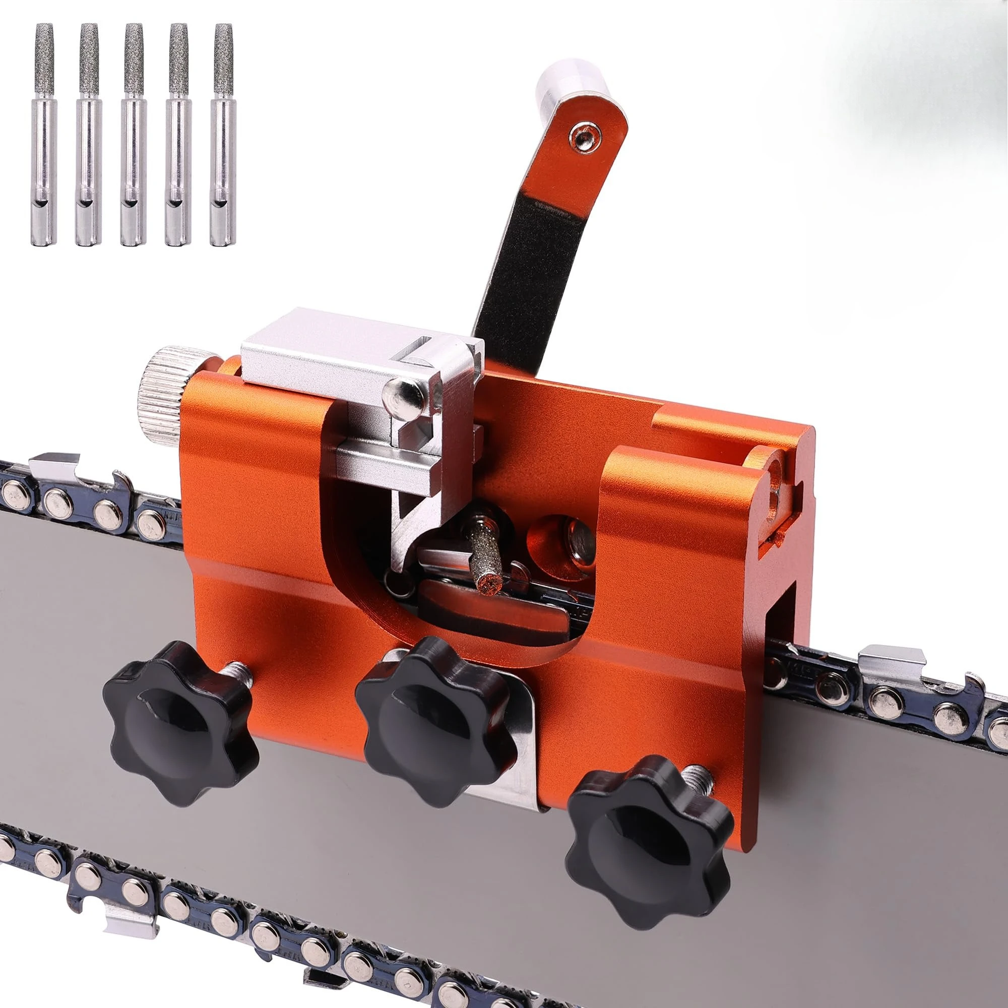 

Multi-Purpose Chain Sharpening Tool Portable Hand Grinder with Chain Clamp Quick Grinding for Chainsaw Chains DIY Maintenance