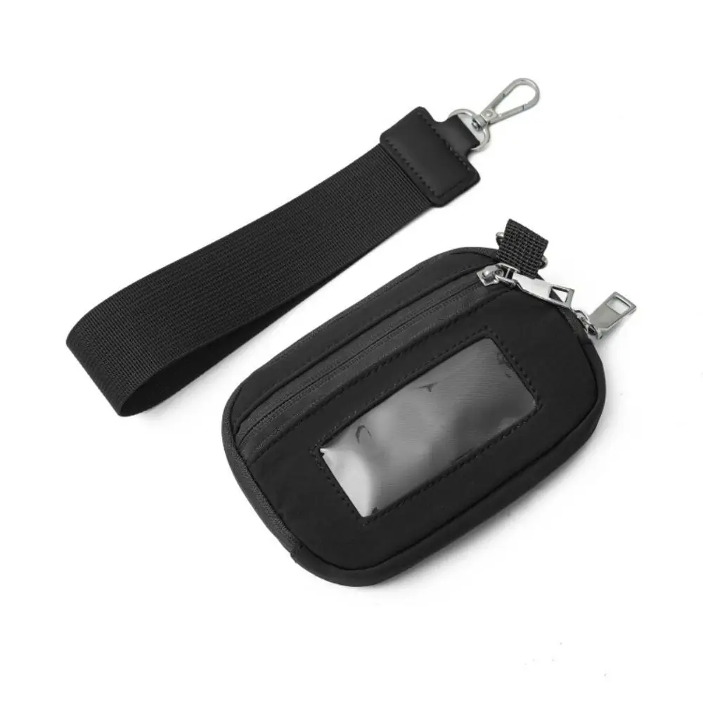 Porta carte da appendere in nylon alla moda, mini borsa quadrata multifunzione, portamonete portatile impermeabile con cordino unisex