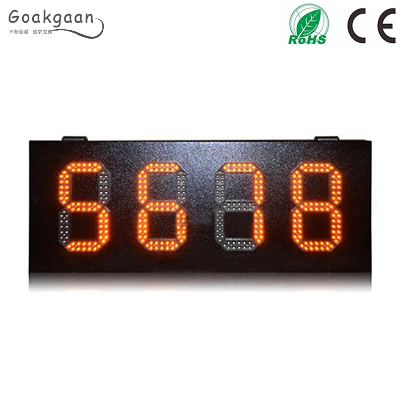 Наружный светодиодный цифровой экран, желтый дисплей времени и температуры, IP53, пульт дистанционного управления, радиочастотный пульт дистанционного управления, доступные всепогодные цифровые часы Наружный светодиодный цифровой экран, желтый дисплей времени и температуры, IP53, пульт дистанционного управления, радиочастотный пульт дистанционного управления, доступные всепогодные цифровые часы