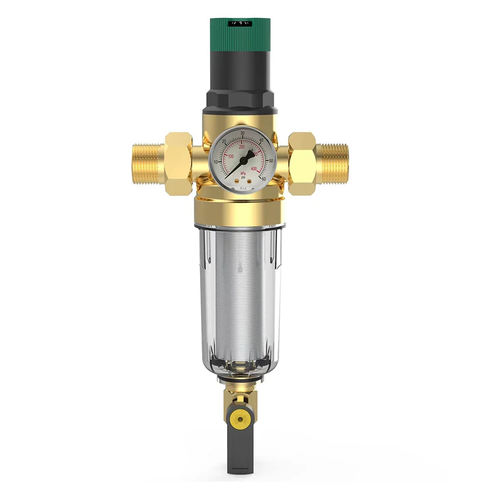 Adjustable Pressure Valve Backwash Filter For Home Plumbing Systems Dezincification-resistant Brass Easy To Clean