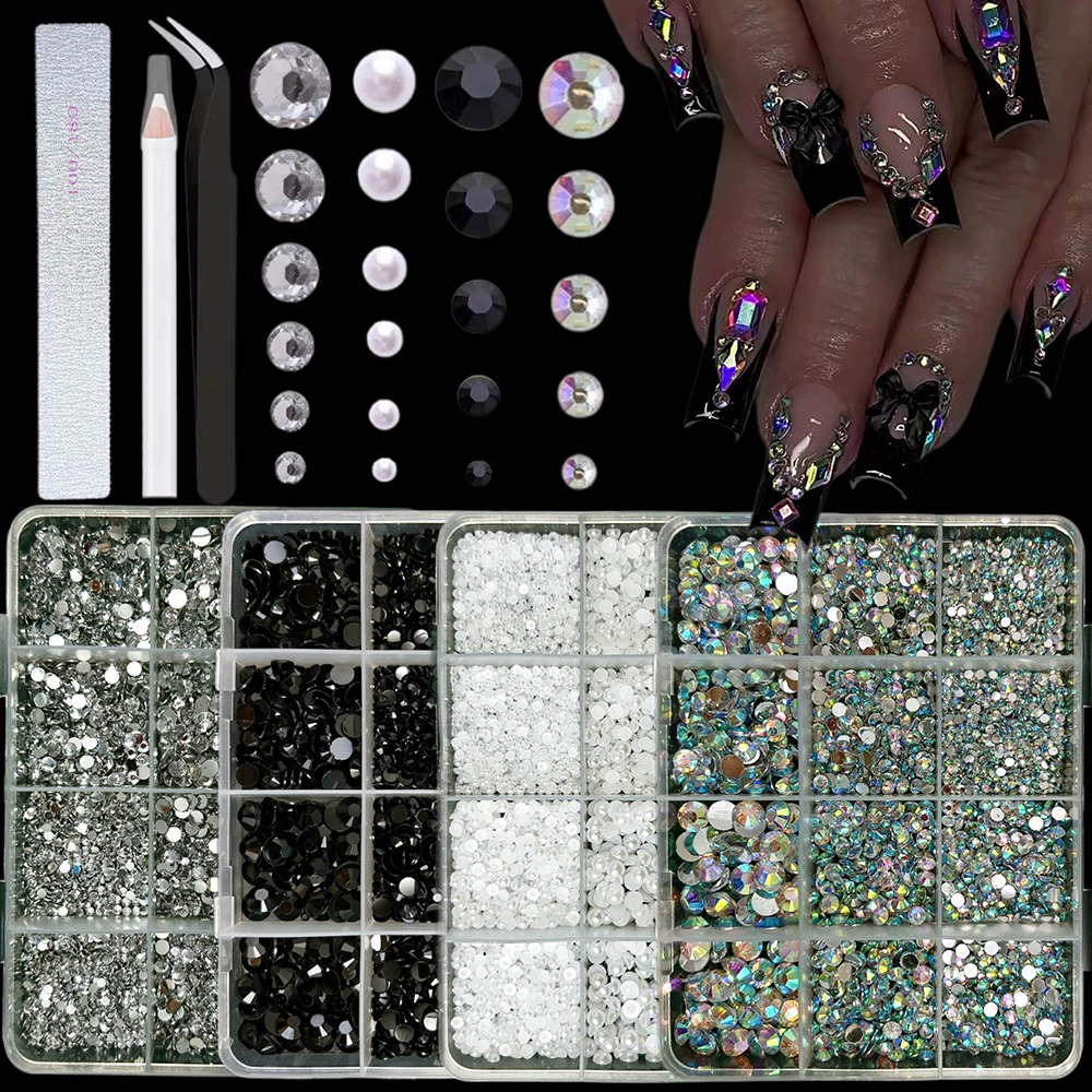 1 Juego de Mini diamantes de imitación coloridos, dulce lazo, flor, resina, dijes para uñas, aleación de perlas con parte posterior plana simulada, decoración artística de uñas de cereza DIY