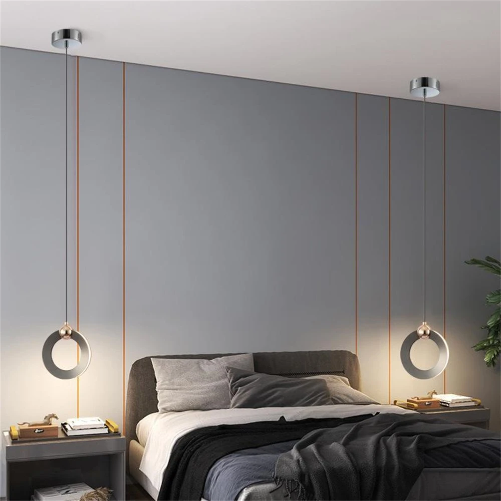 Lampada moderna lampade a sospensione a LED, illuminazione a sospensione ad anello per soggiorno bagno camera da letto, piccola lampada a sospensione a sospensione