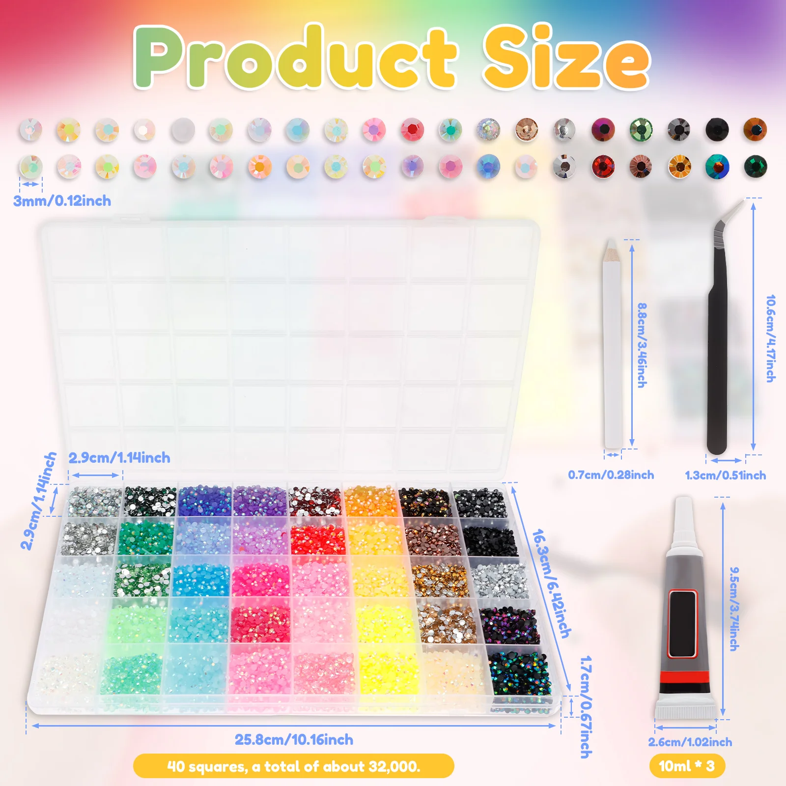 32000 pièces de strass de gelé - Rhinestone Nail Gem avis et prix
