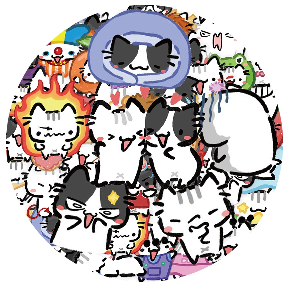 

10/30/54pcs Cute Little Cat Cartoon Stickers Kawaii Anime Sticker Suitcase Guitar Phone Transparent PET Decals Decoration Toys