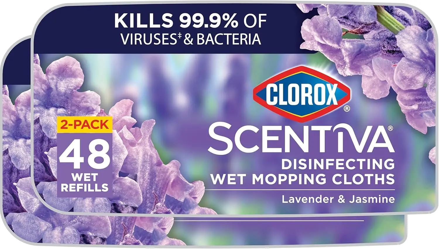 

Disinfecting Wet Mop Pads, Disposable Heads, Multi-Surface Floor Wipes, Lavender & Jasmine Scent, 2 Packs