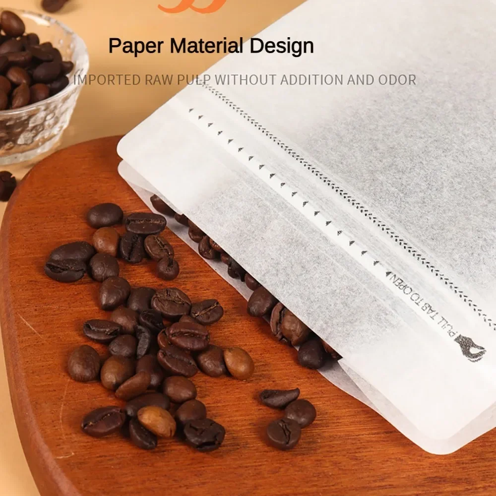 50pcs Resealable White Cotton Paper Biodegradable Coffee Bean Bag With Valve 150g 250g 500g 1kg Powder Food Nuts Packaging  bag