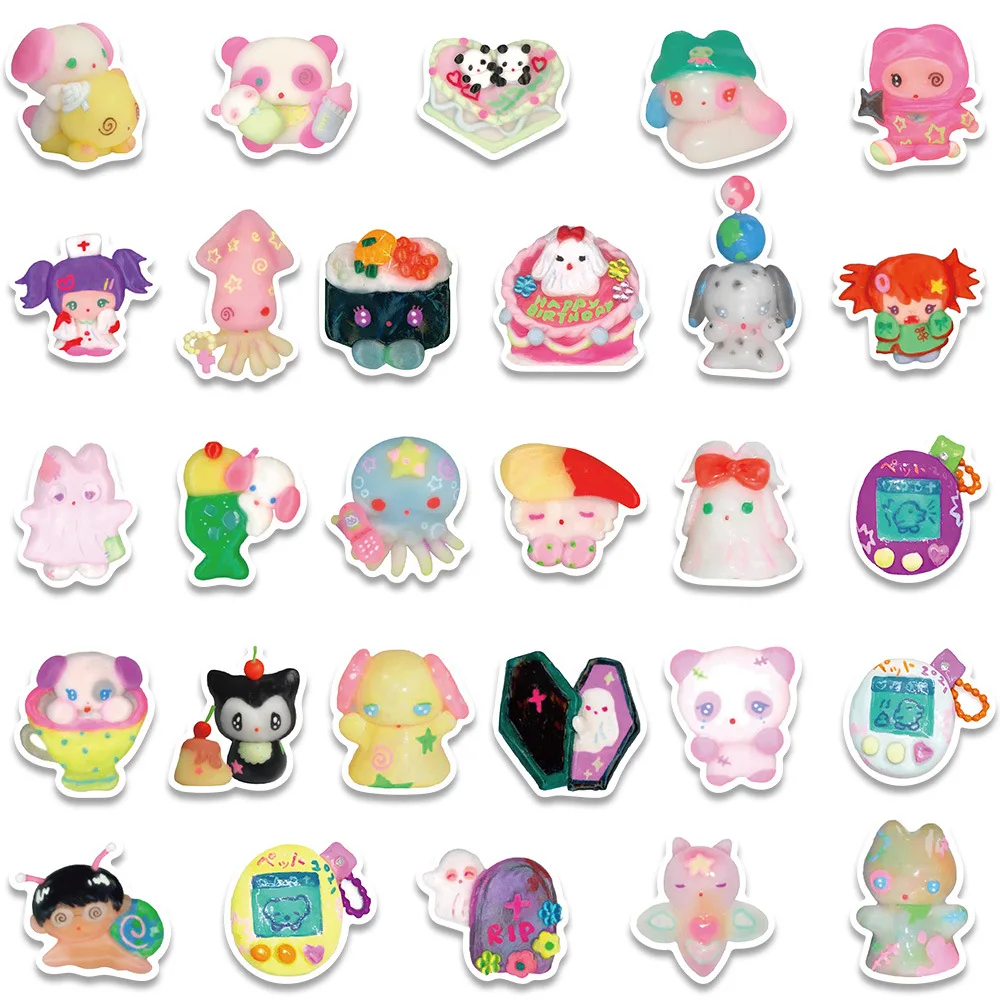 56Pcs/Set 3D Crystal Clay Girl Cute Stickers Skateboard Notebook Fridge Phone Guitar Luggage Decal Sticker Kids Toy