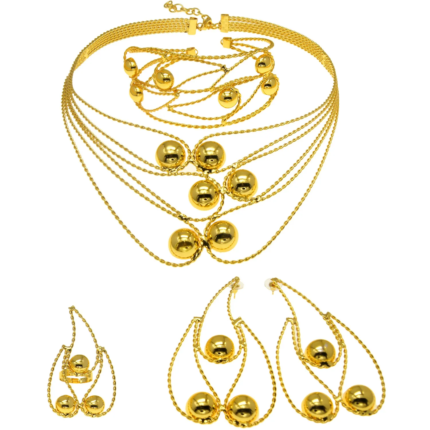 Fashionable and classic African gold-plated jewelry set, engagement and vacation gift necklace for Nigerian couples