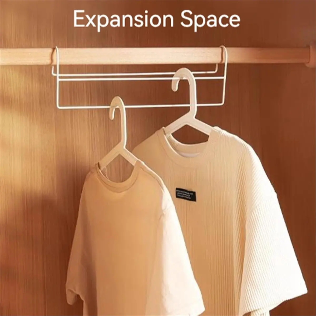 3 Pack Staggered Closet Hanger Rod, Space Saving Iron Wardrobe Organizer Rack for Home